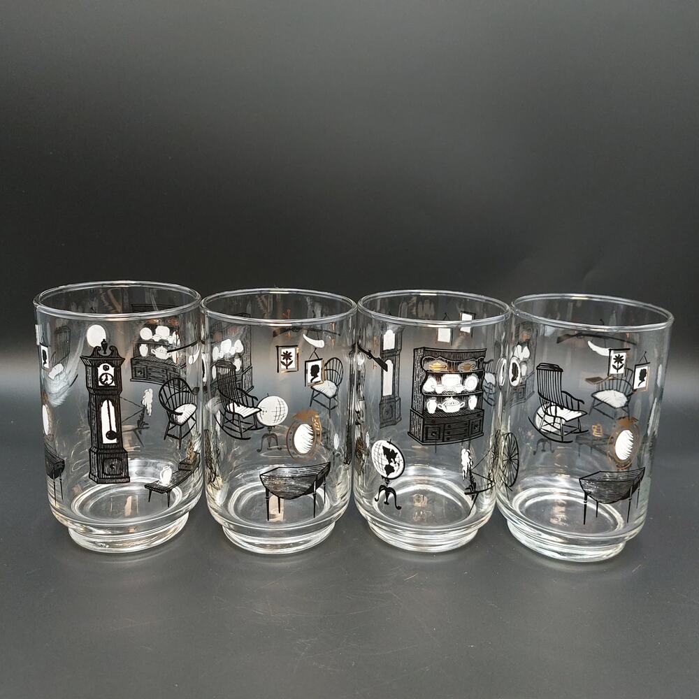 Vintage Libbey Colonial Homestead Highball Glasses Set of 4 Curio Tumblers 4.5"
